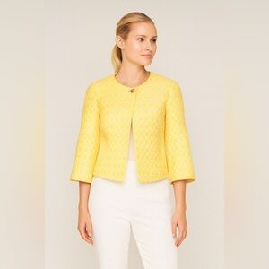 NWOT Yellow Cropped Sleeve Print Blazer Jackie O sz XS